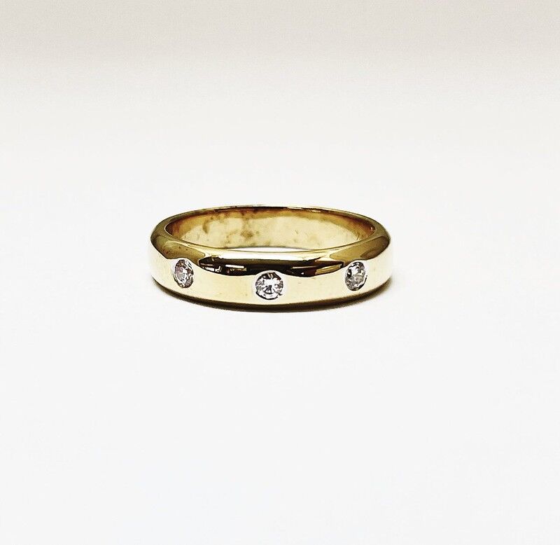 3 Diamond Accent Wedding Band